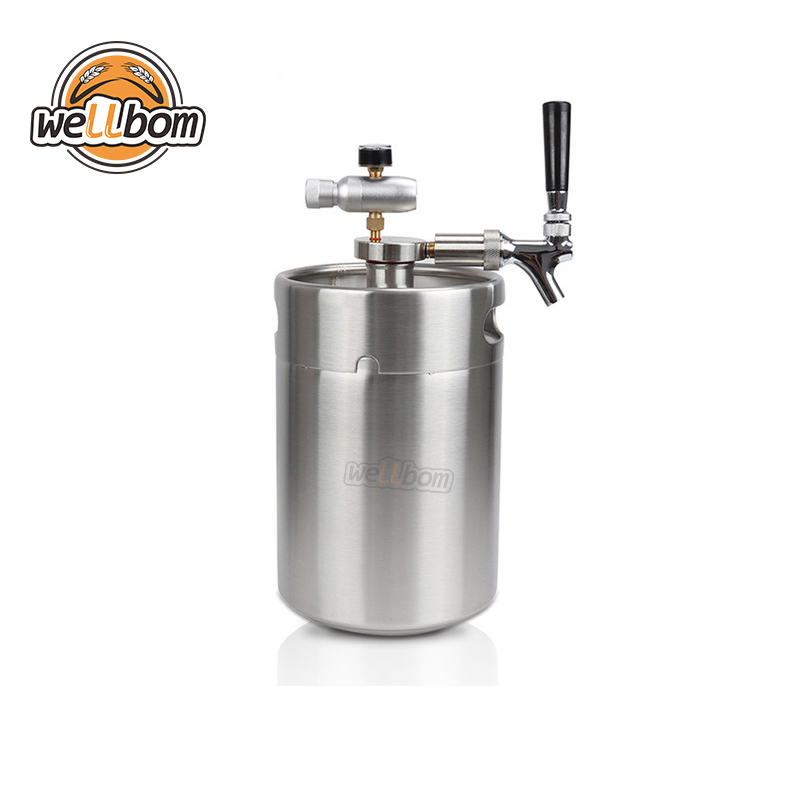 Homebrew 5L Mini Keg Beer Growler + Mini Beer Spear with Tap Faucet with CO2 Injector Premium